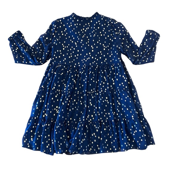 Lilly Pulitzer Sarita Silk Dress Navy Gold Metallic Silk Clip Size 10 - Picture 13 of 14